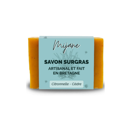 Savon Surgras Artisanal CBD (huile de chanvre) - Citronnelle/Cèdre - Mijane
