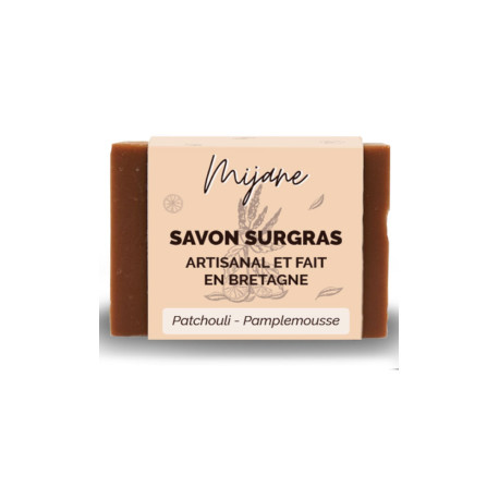 Savon Surgras Artisanal CBD (huile de chanvre) - Patchouli/Pamplemousse - Mijane